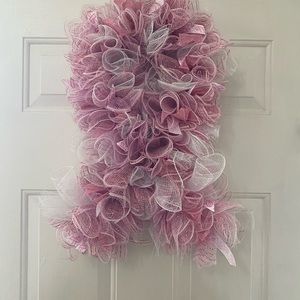 Breast cancer ribbon wreath